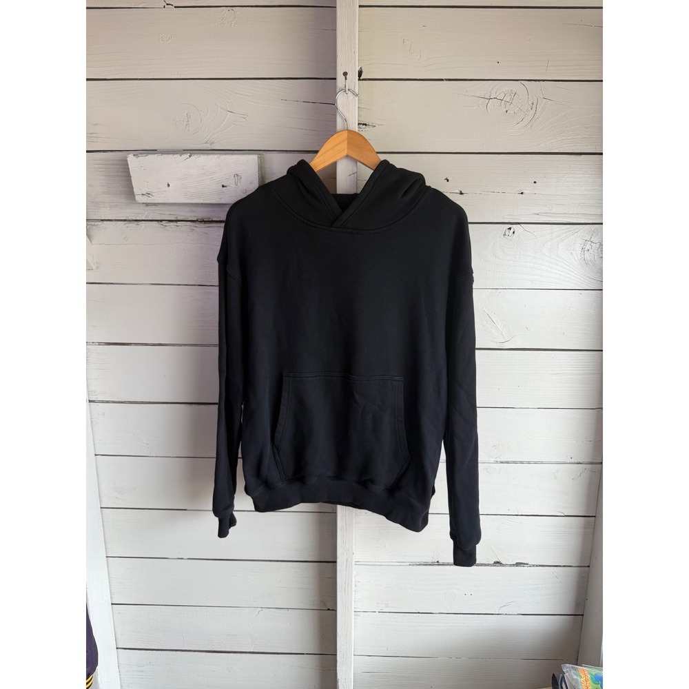 Womens Black Pullover Hoodie Crossover Neck Fleece Sweatshirt Size S